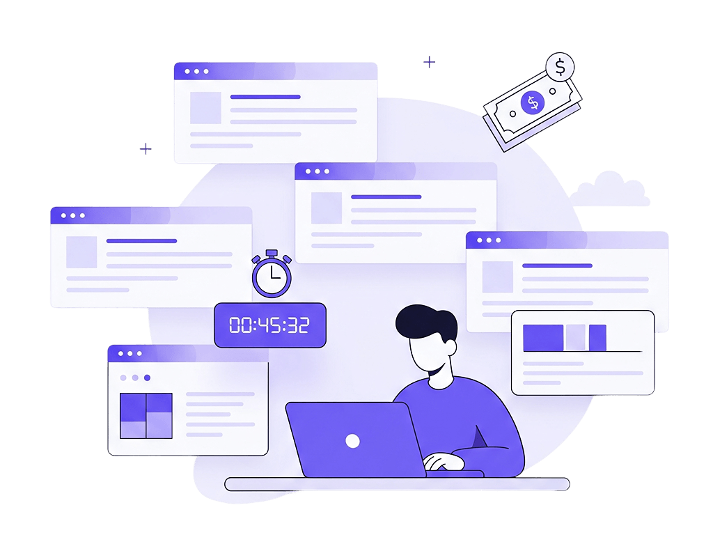 ClockPlan for Freelancers - Time tracking dashboard showing client billing and project management for freelancers